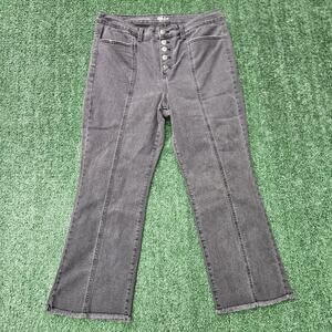 Style & Co Crop Flare Button Fly Raw Hem Women's size 12 Black Denim jeans